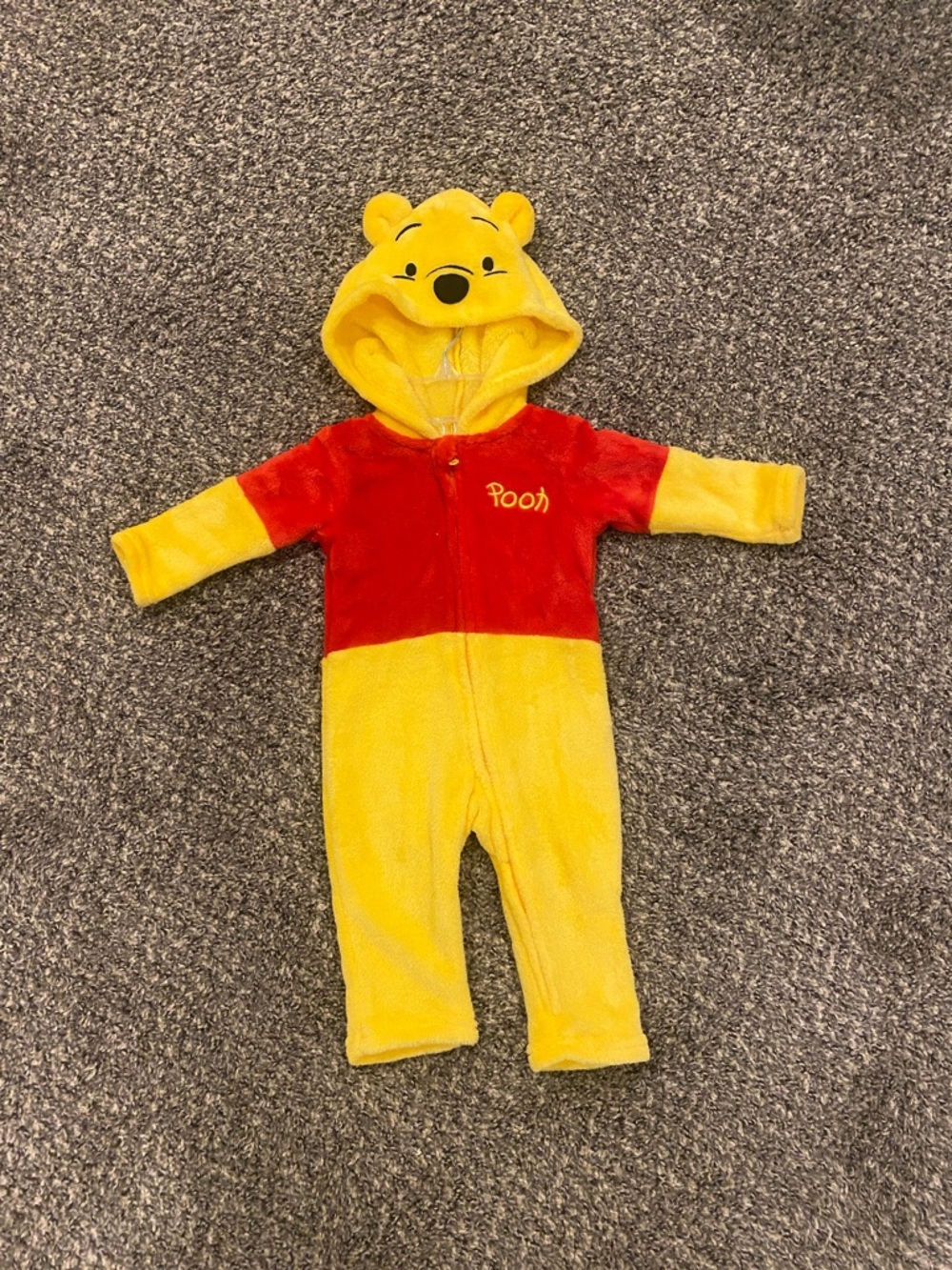 Disney Winnie the Pooh Plush Hooded One-Piece in Yellow and Red